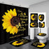 4 Piece Doormat Shower Curtain Set with Non-Slip Rugs Toilet Seat Cover and Bath Carpet for Bathroom Decor