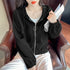 Hooded Spring Jacket for Women Short Summer Thin Zipper Cardigan Loose Work Casual Top