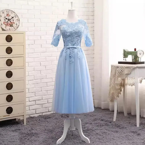 Bridesmaid Dress Elegant Floor-Length Organza Backless Lace With Built-In Bra Bridesmaid Dress Lace Appliques