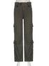 Vintage-Inspired Low Waist Y2K Cargo Pants for Women - Trendy Straight Denim Jeans with Pockets for Effortless Streetwear Looks and Fall Outfits with Jeans