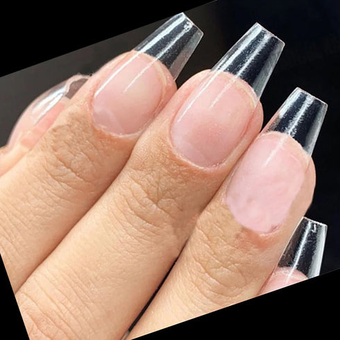 120pcs Coffin Shape Clear Full Cover Fake Nails - Long Press On Acrylic Nail Tips for Autumn Nails