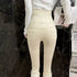 Beige Super High Waist Pencil Jeans Women Korean Slim Denim Pants