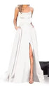 Strapless Satin Ball Gown With Train For Formal Banquet Evening Wedding Dress Silhouette Classic