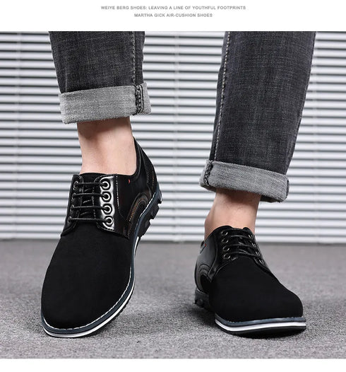 Stylish Men's Formal Oxfords Shoes - Comfortable Suede Leather Sneakers for Office & Career, Sizes 39-48