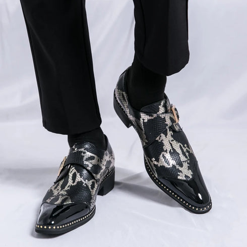 Elegant Handmade Oxford Dress Shoes for Men – Luxury Formal Leather Wedding Party Footwear with Buckle Strap and Pointed Toe Design