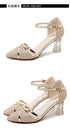 Gold Women Sandals Party High Heels Slip-On Sexy Shoes
