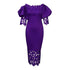 Trend Fashion Lace Midi Dress Women Off-Neck Bodycon Style