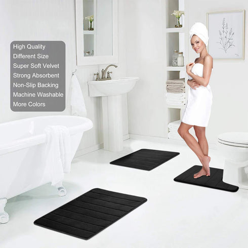 Absorbent Non-Slip Bath Mat Soft Memory Foam Bathroom Rug Machine Washable Foot Mat