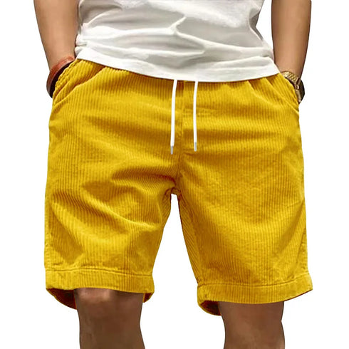 Trendy Retro Corduroy Men's Casual Work Shorts for Summer