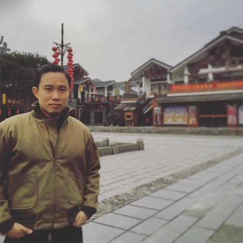 Men's Tactical Lightweight Military Cotton Bomber Jacket - Spring and Autumn Khaki Fury WW2 Tanker Style with Zipper Closure and Pockets for Outdoor Travel