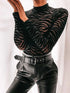 Mesh Transparent Sexy Long Sleeve Bodysuit for Women Party and Club Wear