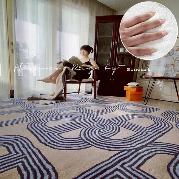 French Style Plush Carpet for Living Room and Bedroom Minimalist Fluffy Rug