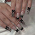 24pcs Chic French Style Press On Nails with Leopard Print Edges and 3D Bowknots for a Sweet and Cool Look - Short Square Fake Nail Tips for Parties