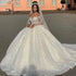 On Zhu Customized Off The Shoulder Sparkly Sequins Wedding Dresses V-neck Bride Gown Ball Gown Long Robe