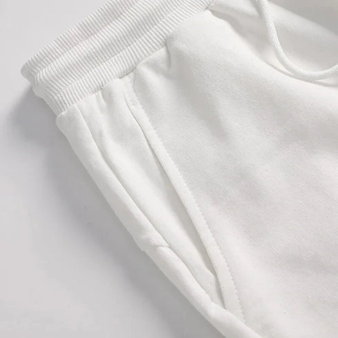 Summer Fashion Cotton Men Casual Shorts Drawstring Waist Comfortable Knee Length