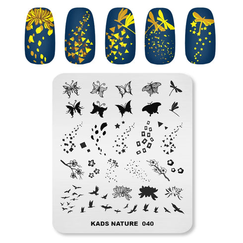 Nature-Inspired Nail Art Stamping Plate - Stainless Steel DIY Manicure Tool with Leaf and Umbrella Patterns for Stunning Nail Designs