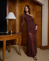 Oblique Shoulder Long Sleeve Maxi Dress for Women Elegant Patchwork Ruched Backless Slim Bodycon Dress