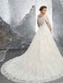 Chic Off-Shoulder A-Line Lace Applique Wedding Dress for Women with Half Sleeves