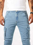 Elastic Denim Cargo Jeans For Men Slim Fit With Pockets Daily Wear