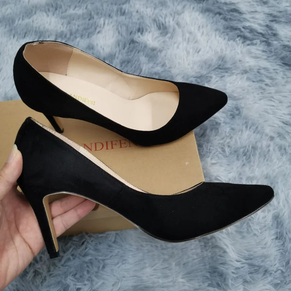 Women Pumps Sexy 8cm Suede Pointed Toes High Heels Fashion Office Stiletto Party Wedding Shoes