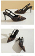 Women Pointed Toe Metal Buckle High Heel Anti Slip Sandals