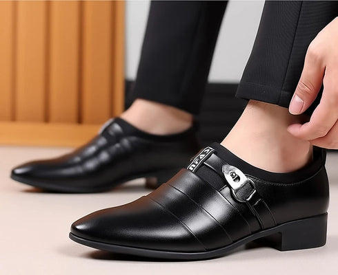 Luxurious Men's Leather Oxfords - Breathable Formal Dress Shoes for Office, Weddings, and Daily Wear, Elegant Slip-On Moccasins with Rubber Outsole