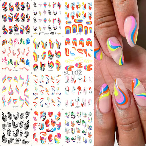 Animal Print Water Nail Decals - Cow and Leopard Designs for Stunning Winter Manicure - 12 Unique Patterns for Creative Nail Art