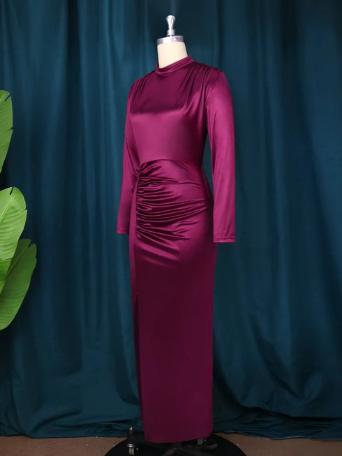 Long Dress Women Party Pleated Bandage Elegant Evening Maxi Dresses