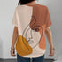Orange And White Women's Abstract Art T-shirt - Modern Bold Fashion Art Style Summer Round Neck Short Sleeve