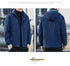 Plush Waterproof Autumn Winter Jacket for Men - Casual Windproof Coat with Detachable Hood and Rib Sleeves, Perfect for Daily Wear and Spring Cotton Comfort