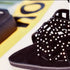 Rhinestone Faux Leather Hollow Out Thick Heel Sandals