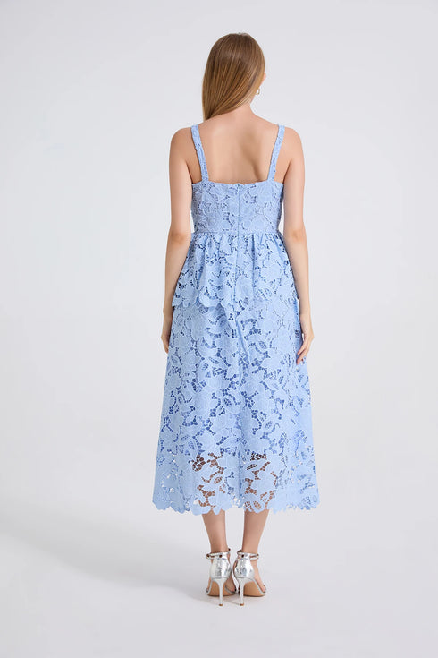 Embroidery Lace Long Cake Dress for Women Evening and Birthday Parties