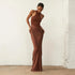 JULISSA MO Satin Sexy Hollow Out Maxi Dress for Elegant Parties