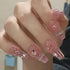 24Pcs Long Acrylic Ballet Fake Nails with Rhinestone Chain Design - Full Cover Press-On Nail Tips for Stylish Nail Art Enthusiasts
