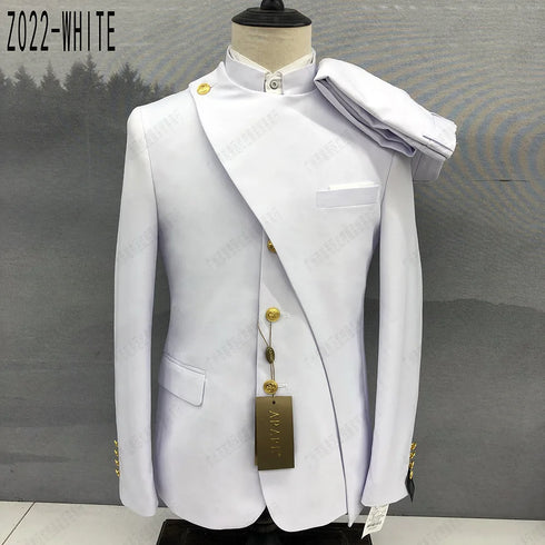 Elegant Men's Traditional Chinese Suit Set - Formal Blazer and Trousers for Weddings and Special Occasions