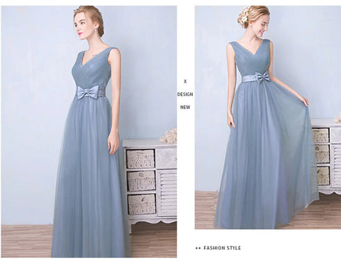 Elegant Sleeveless Tulle A-Line Bridesmaid Dress With Satin Belt And Lace Up Bow For Weddings