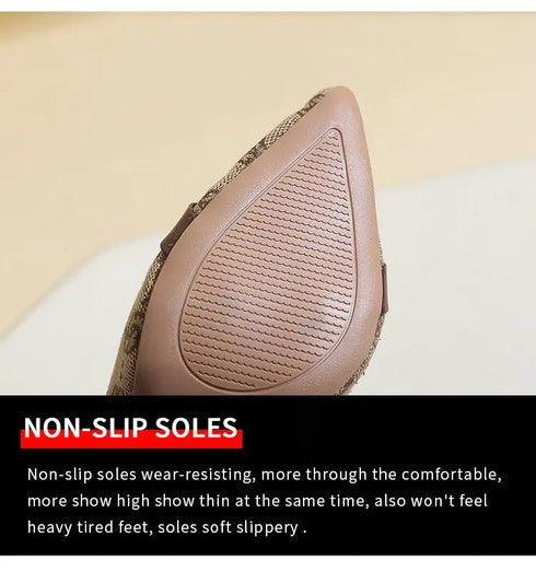 Women Pointed Toe Metal Buckle High Heel Anti Slip Sandals