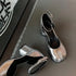 Chic Women's Tabi Ninja Mary Jane Pumps with Round Split Toe Design - Stylish Thick Heel Sandals for Spring and Autumn