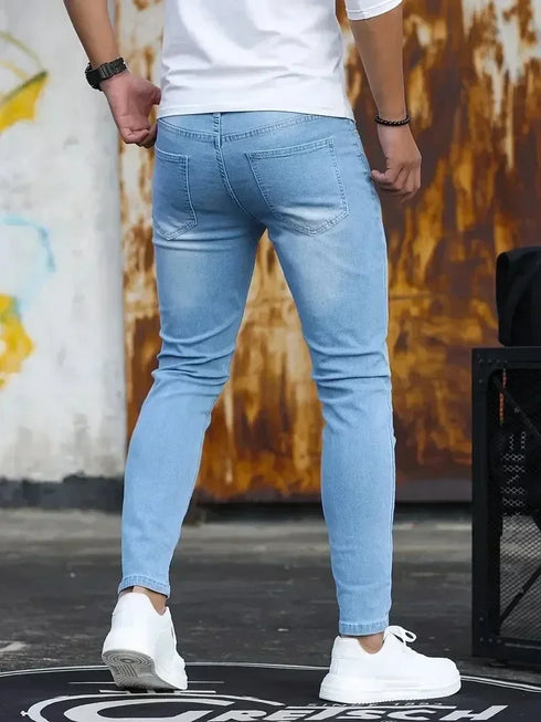 Mens Slim Fit Classic Skinny Jeans for Casual Street Style