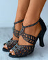 Stylish Stiletto Rhinestone Closed Toe Sandals for Women - Perfect for Dance and Parties
