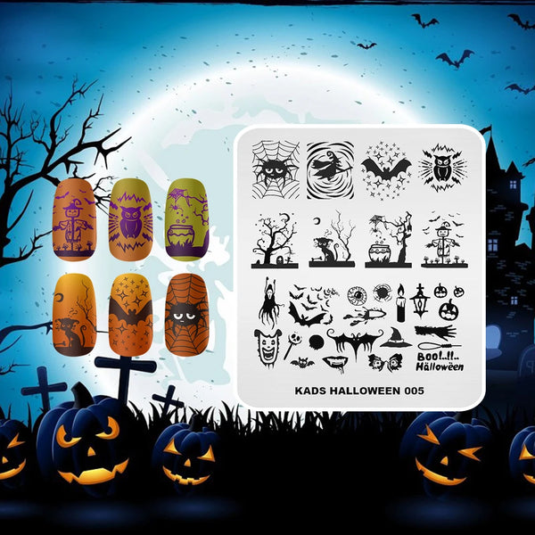 Halloween and Christmas Nail Art Stamping Plates - Pumpkin, Snowflake, Santa Claus, and More - DIY Manicure Decoration Template for Creative Nail Designs