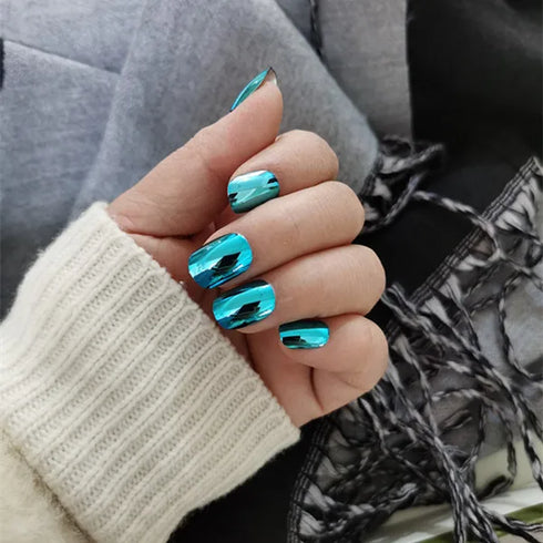 Sparkling Purple Glitter Kids Press-On Nails - 24-Piece Gradient Fake Nail Art Tips for Short Full-Cover Fun and Creative Nail Designs for Girls