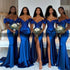 Off-Shoulder Mermaid Bridesmaid Dress Floor-Length Satin With Appliques For Maid Of Honor Wedding Party