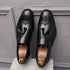 Luxury Black Low Heeled Tassels Loafers for Men Business Dress Shoes