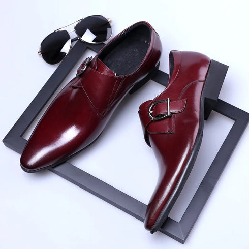 Trendy Men's Oxford Dress Shoes with Buckle Straps - Perfect Formal Footwear for Weddings and Business Occasions in Big Sizes