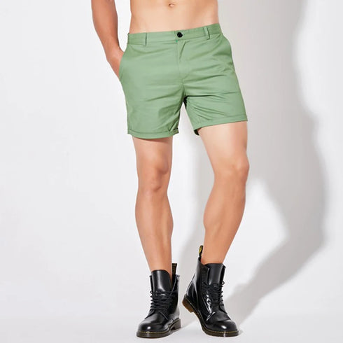 Man Shorts Summer Cotton Middle Waist Male Elastic Waist Casual Business Shorts