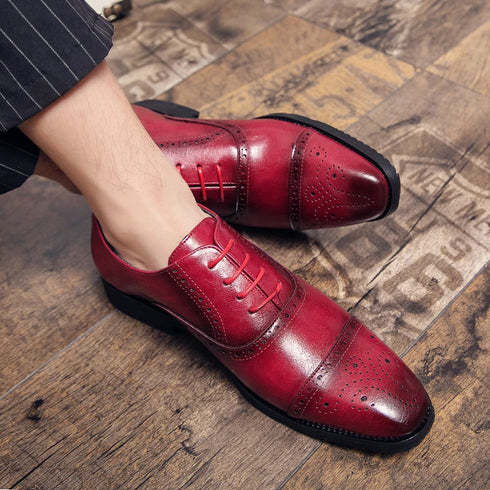 Luxury Handmade Men's Brogue Oxfords - Big Size 47 Leather Dress Shoes for Weddings, Parties, and Business Casual Occasions