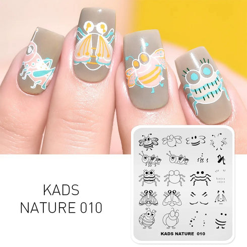 Nature-Inspired Nail Art Stamping Plate - Stainless Steel DIY Manicure Tool with Leaf and Umbrella Patterns for Stunning Nail Designs