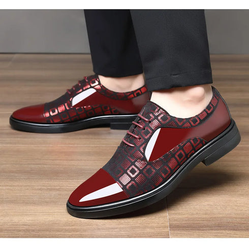 Elegant Men's Dress Shoes for Formal Occasions - Stylish PU Leather Slip-On Business Footwear for Weddings and Parties