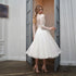 Customized High Neck Short Wedding Dress Full Sleeve Applique Soft Tulle Organza Bridal Gown